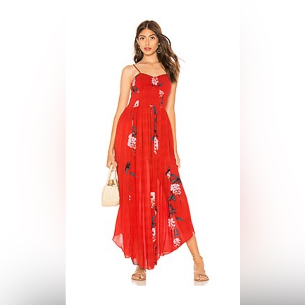Free People Red Floral midi/ maxi dress S